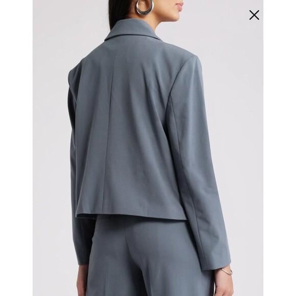 Open Edit Crop Blazer Blue Weather - Picture 5 of 7
